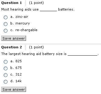 Screenshot of Quiz Questions